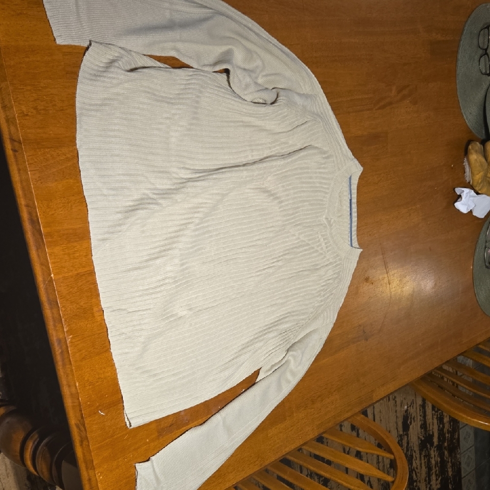 Cream Ribbed Long Sleeve Top